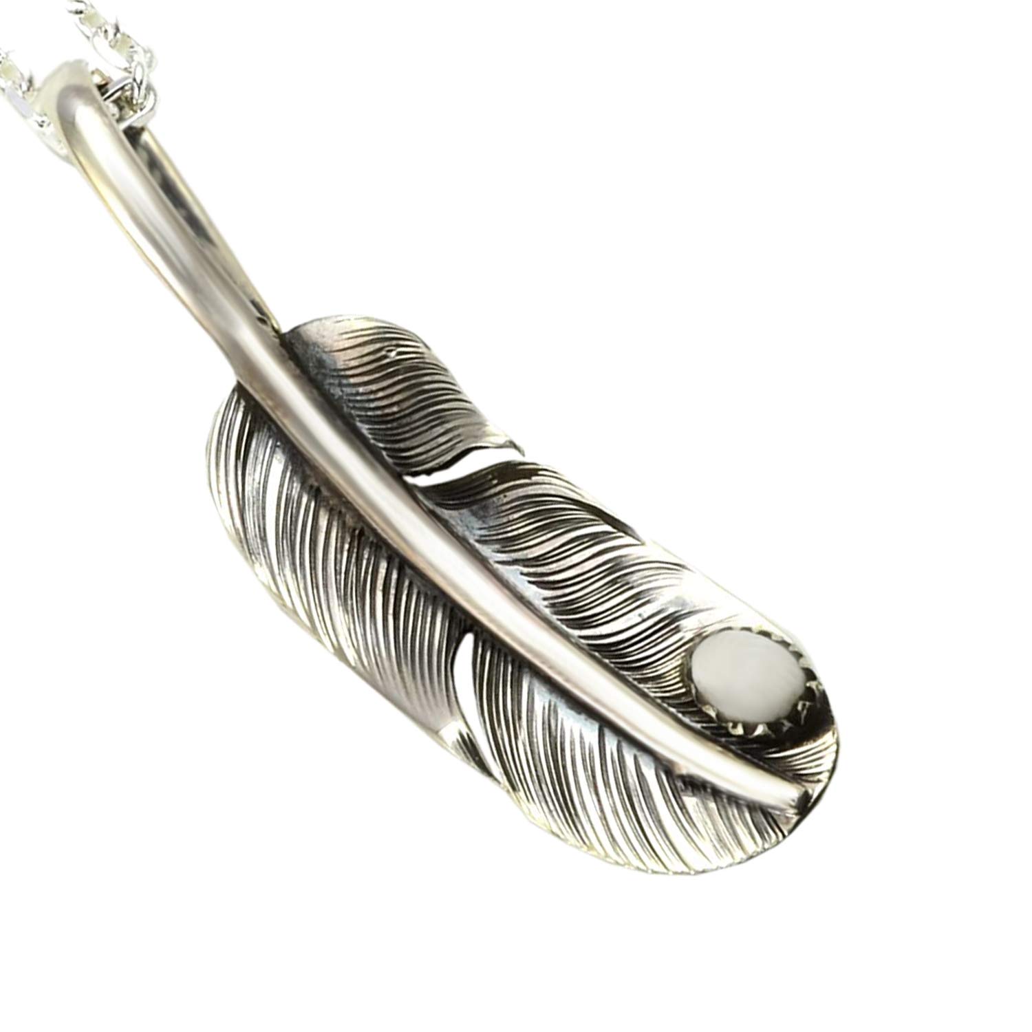 [STERLING SILVER 925] Feather Silver Necklace Pendant Chain AMTHANE-007