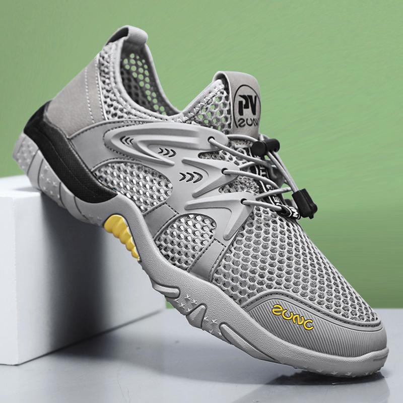 2025 Sommer neue Bachschuhe Herren schnelltrocknend großes Mesh Gummiband Watschuhe hohles atmungsaktives Mesh Sportsandalen