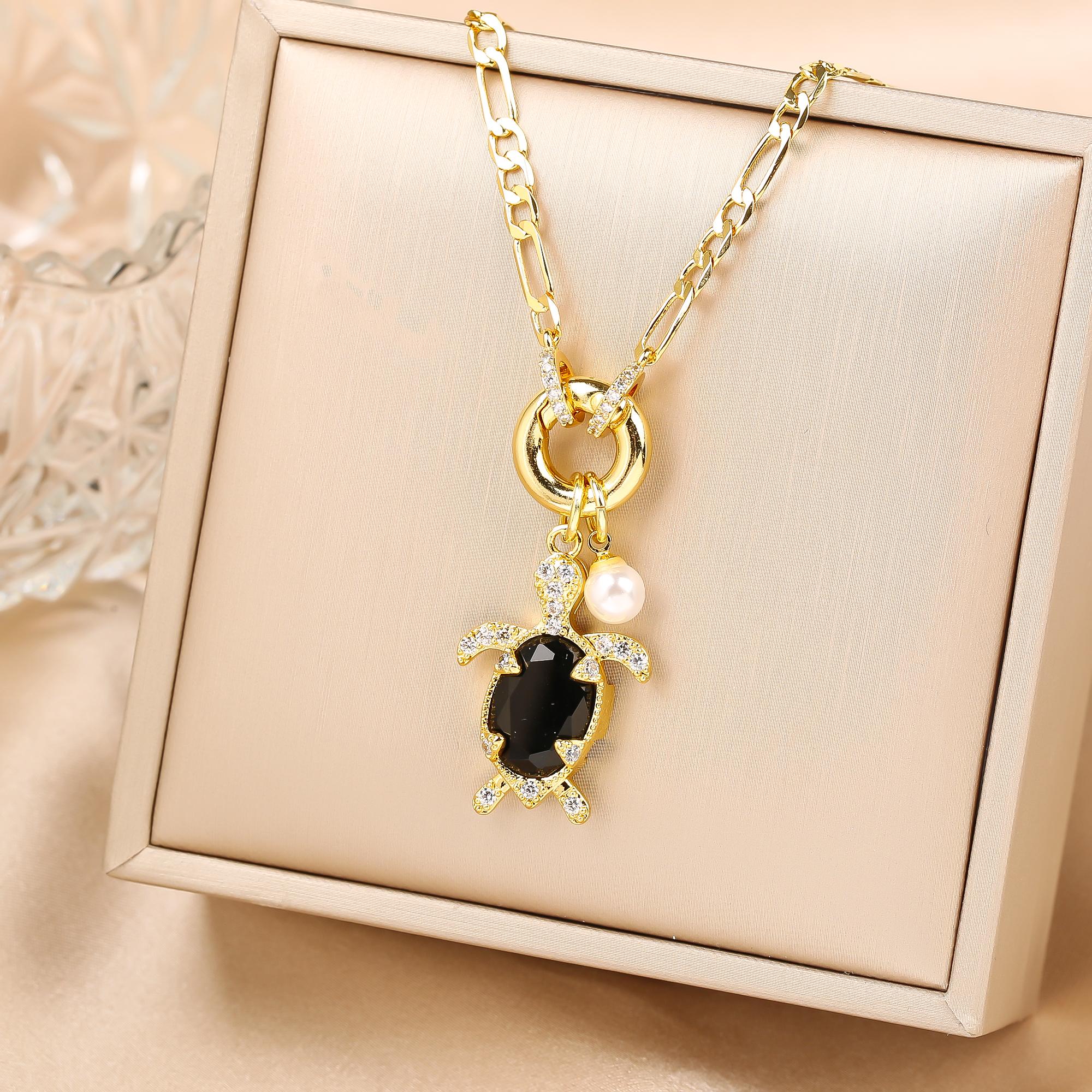 

Hot Sale Cute Crystal Sea Turtle Animal Pendant Necklace High Quality Women Girls Casual Party Clavicle Chain Zircon Gift