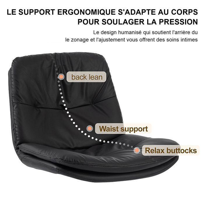 Chaise de bureau - Sevencomfort - Pivotante - Réglable en hauteur - Cuir microfibre - Noir