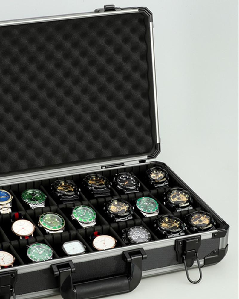 Smoky Grey Aluminum Alloy Multifunction Watch and Jewelry Display Box with Transparent Lid