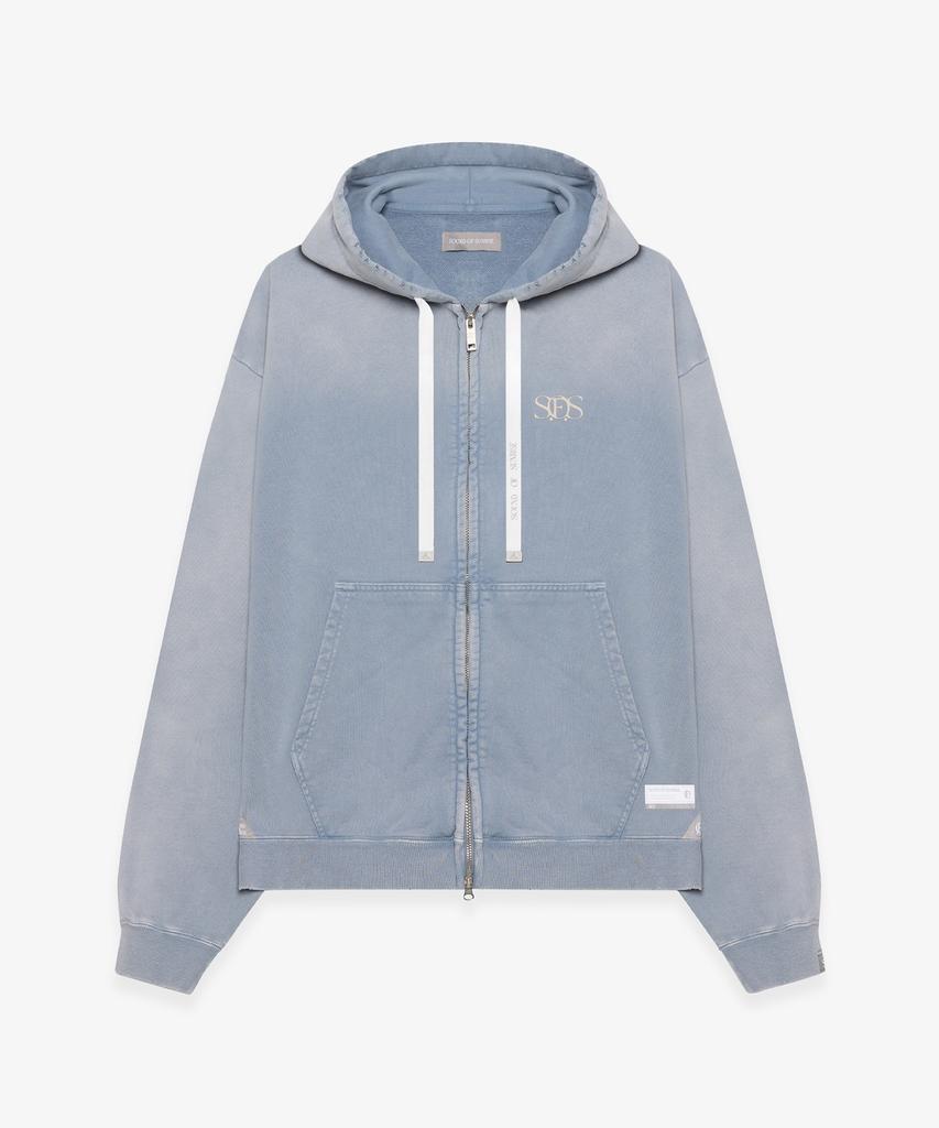 Sound Of Sunrise Sun Faded Like Zip-Up Hoodie Light Blue