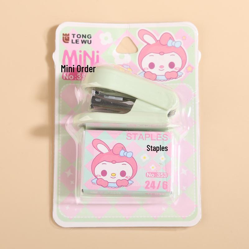 

Портативный милый мультяшный мини-степлер для студентов и офиса зелёный