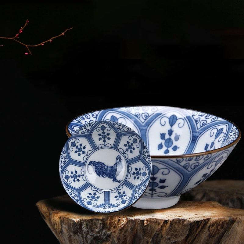 Čínský modrobílý porcelánový šálek na čaj Ručně malovaná čajová souprava Malá čajová miska Šálky na květinový čaj Čajové příslušenství Nápojové sklo Velkoobchod