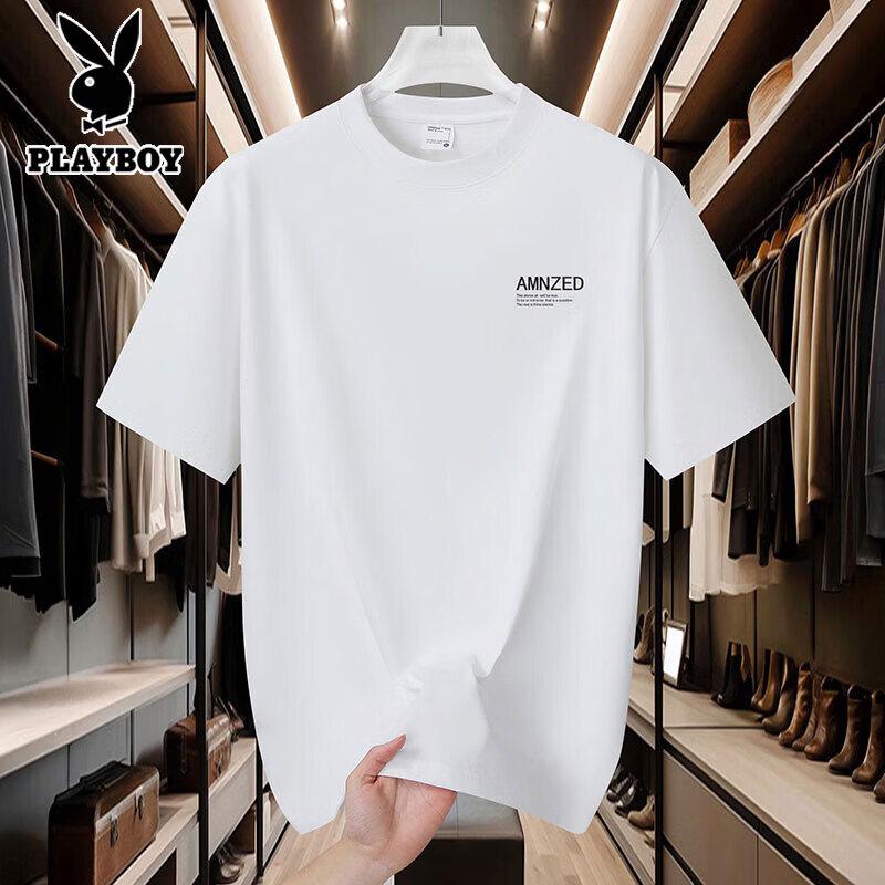 PLAYBOY 2026 Men s Loose Fit Pure Cotton Short Sleeve T-Shirt 4XL