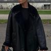 Skórzane Kurtki Zimowy Płaszcz Damski Czarny Okrycie Wierzchnie Streetwear Inszart Gruba Ciepła Kurtka Płaszcz Jednolity Elegancki 2026 Kobieta Pu Jaqueta