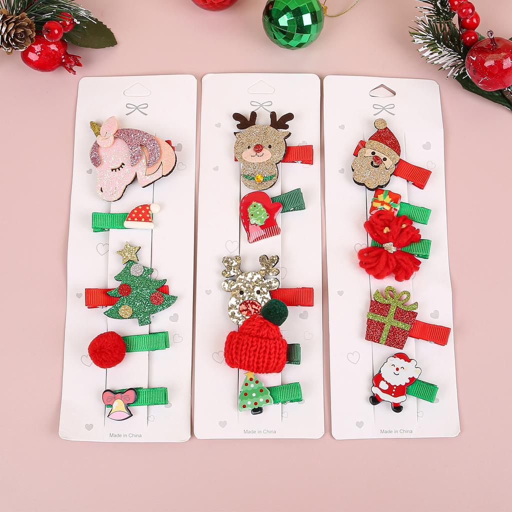 5 Stück/Set Kinder Weihnachten Haarspangen Elch Schneeflocke Haarnadeln Baby Mädchen Haarspangen Clips Weihnachtsfeier Geschenke Haarschmuck
