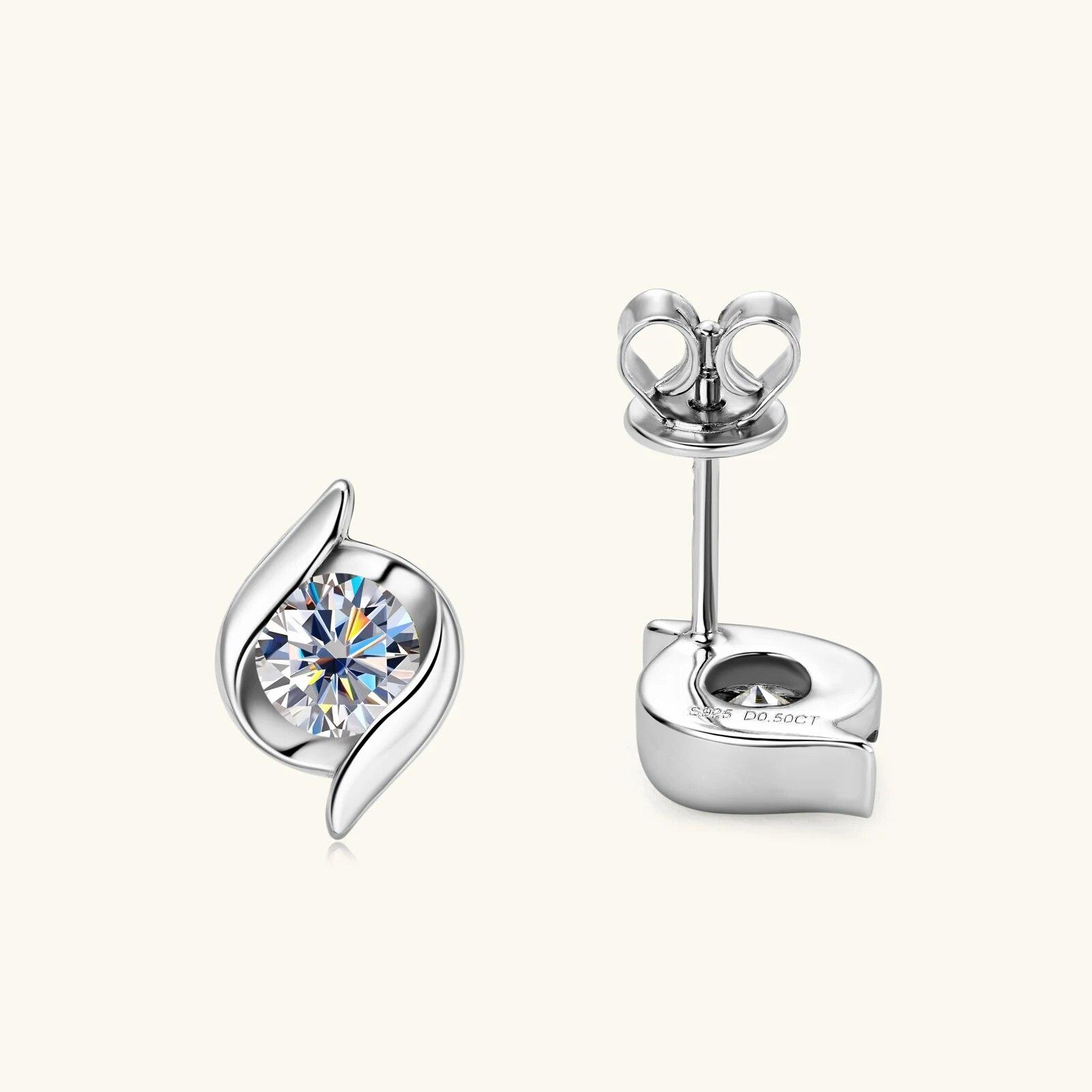 

Витые серьги-гвоздики для женщин, серьги с муассанитом и бриллиантами 0,5 карата, ювелирные изделия из стерлингового серебра 925 пробы, подарок на день рождения для девочек 0.5ct and 0.5ct