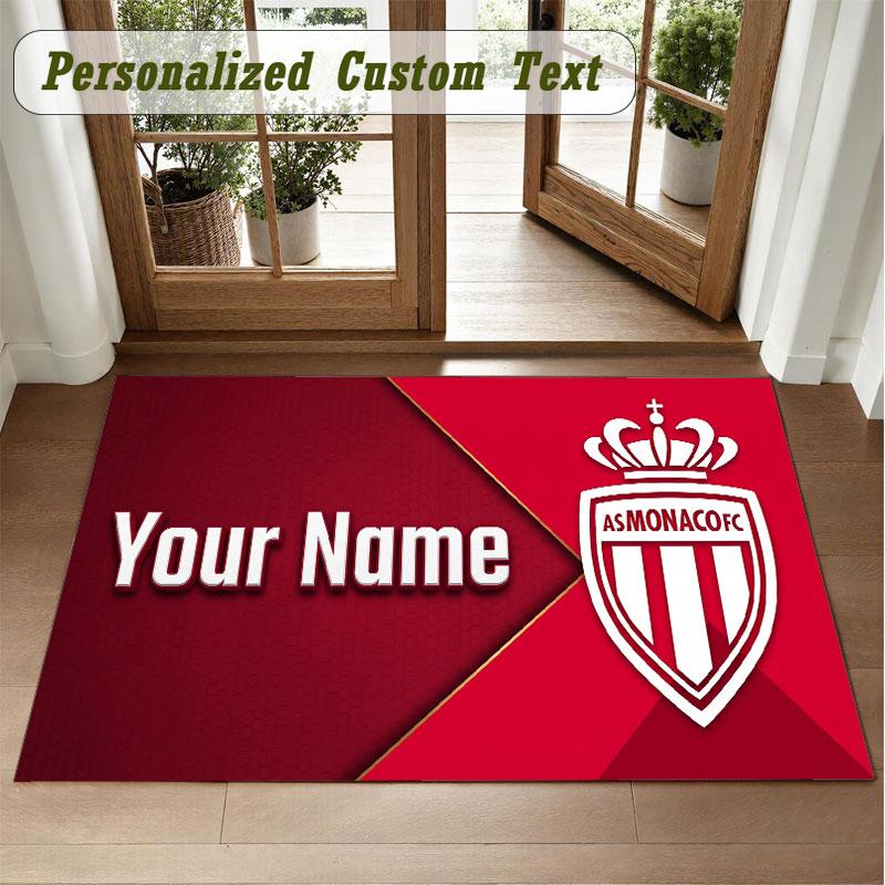Crystal Velvet Square Rug Custom NameMonaco FC Pattern Non Slip Home Floor Decor Rug