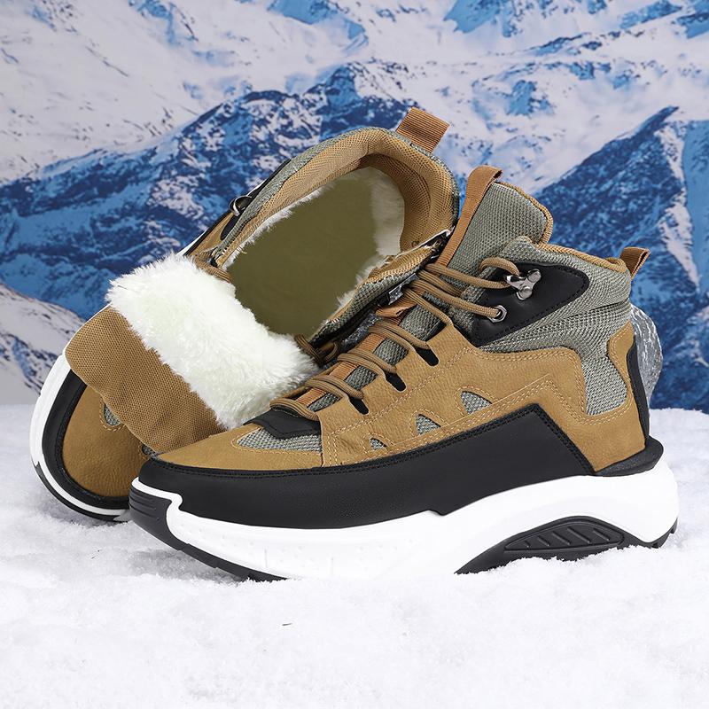 Winter Warm Street Style Men's Snow Boots Height Increasing Light Adult Man Sports Casual Short Plush Shoes Sneakers