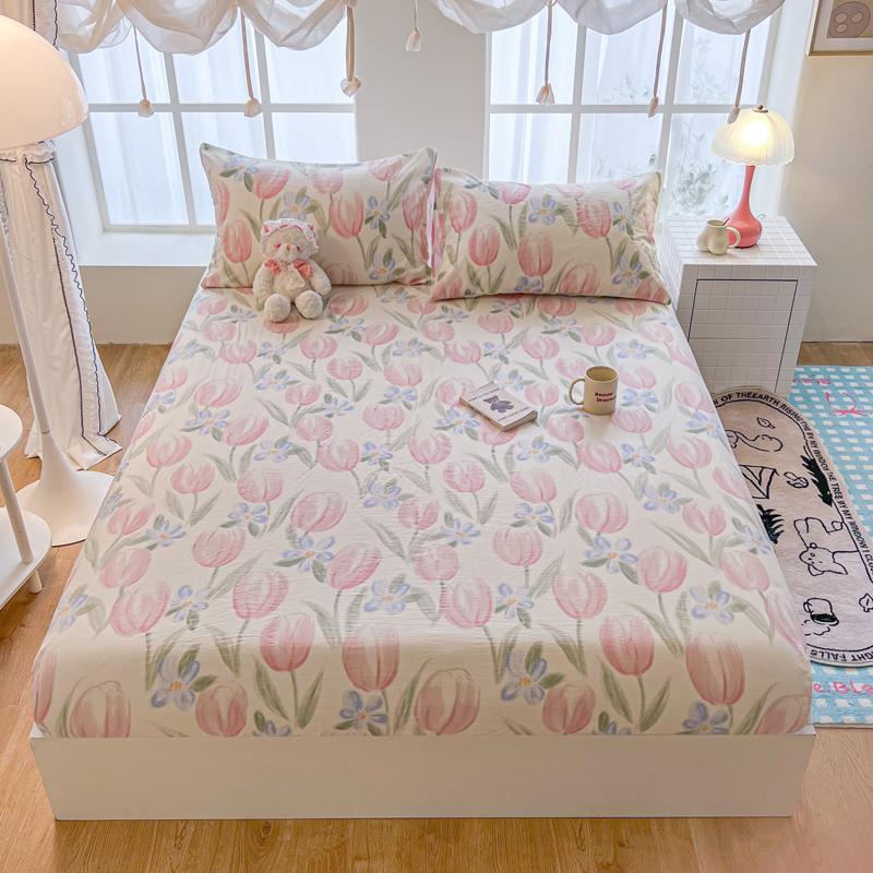 Soft Bonenjoy Fitted Sheet Printed Bed Cover Breathable Mattress Protector Bed Linen Pillowcase Need Order