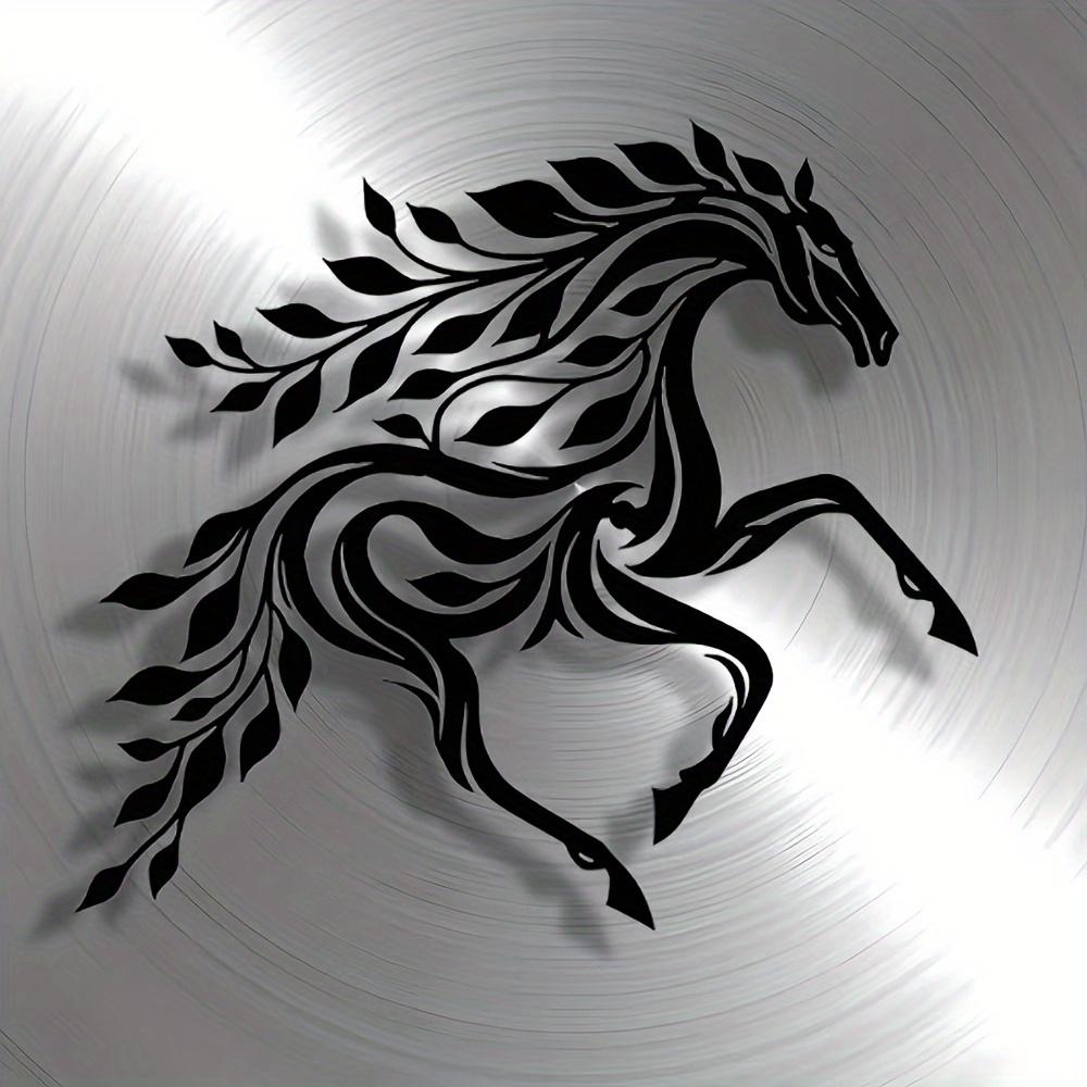 1pc Tree Horse Metal Wall Art, Minimalist Silhouette Decor for Home Living Room Office Bedroom Terrace Kitchen Courtyard Shop Cafe Dance Hall Bar