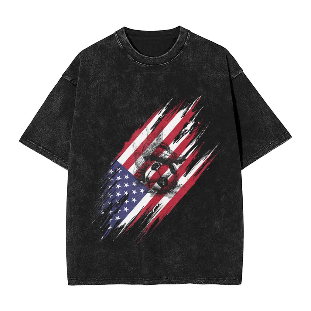 Usa Soccer American Flag Football Tshirt Men Crazy 100 Cotton Tee Shirt Round Collar Short Sleeve T Shirts Plus Size Clothes