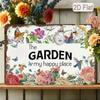 1PC Tin Sign The Garden My Happy Place - Vintage Floral Wall Art/Birds Flowers Design, Garden/Home Decor, 8x12in/20x30cm