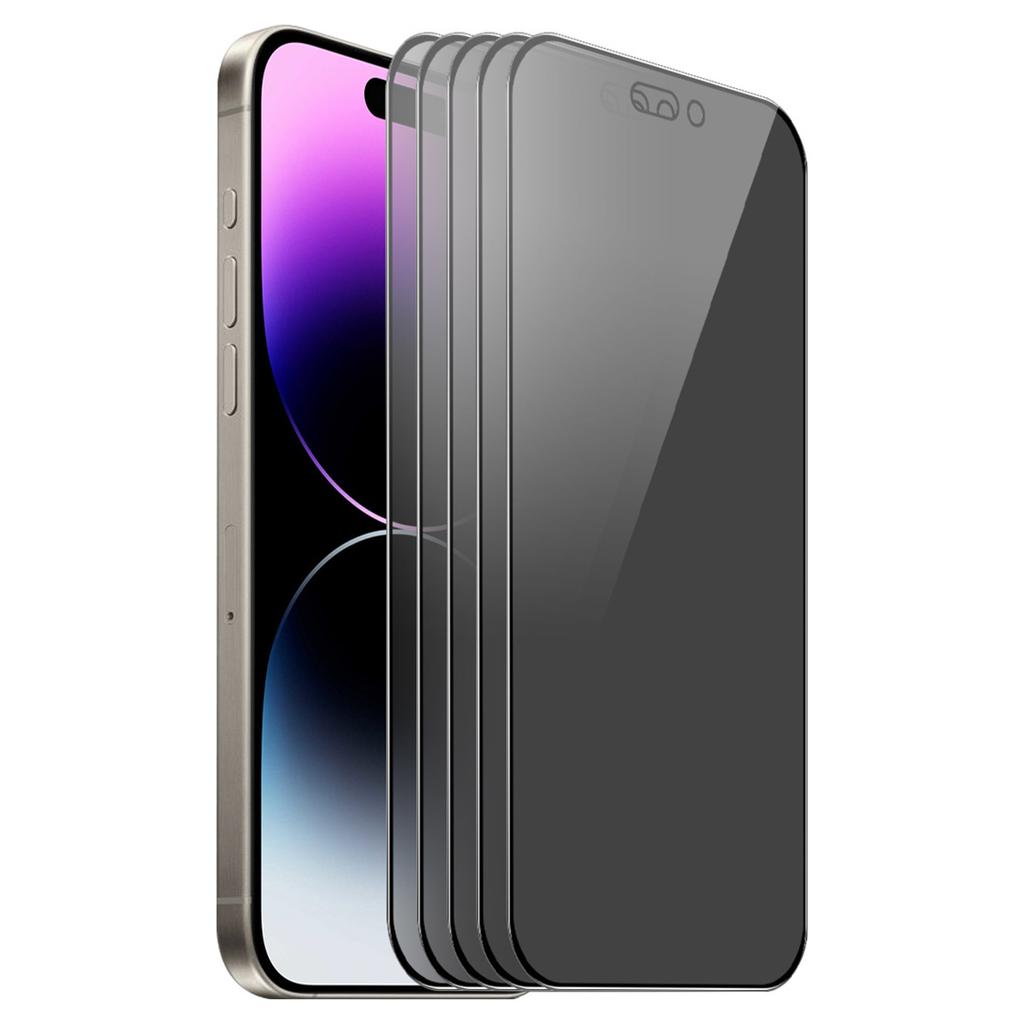 ENKAY HAT PRINCE 5Pcs For iPhone 14 Pro Max Silk Printing Anti-Spy Screen Protector Full Cover