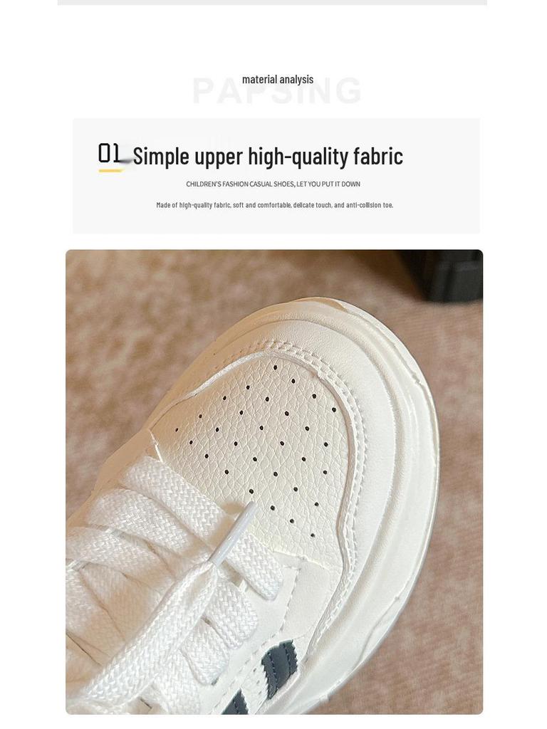 2025 Kids' Plus Velvet Non-Slip White Sports Shoes for Boys and Girls