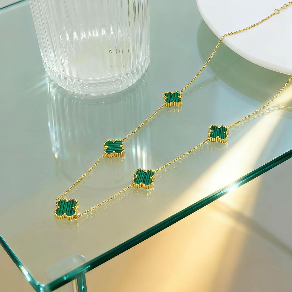 Wszechstronny Naszyjnik z Czterolistną Koniczyną, 13mm Stal Tytanowa, 18K Złoto, Nierdzewna Stal Niekrająca