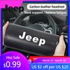 For Jeep 1Pcs Car Seat Headrest Carbon Leather Neck Pillow For Jeep Grand Cherokee Wrangler JK Gladiator Compass Renegade Wag
