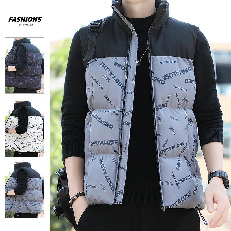 cotton clothes vest autumn and winter new youth urban flow splicing still casual stand-up collar vest jacket