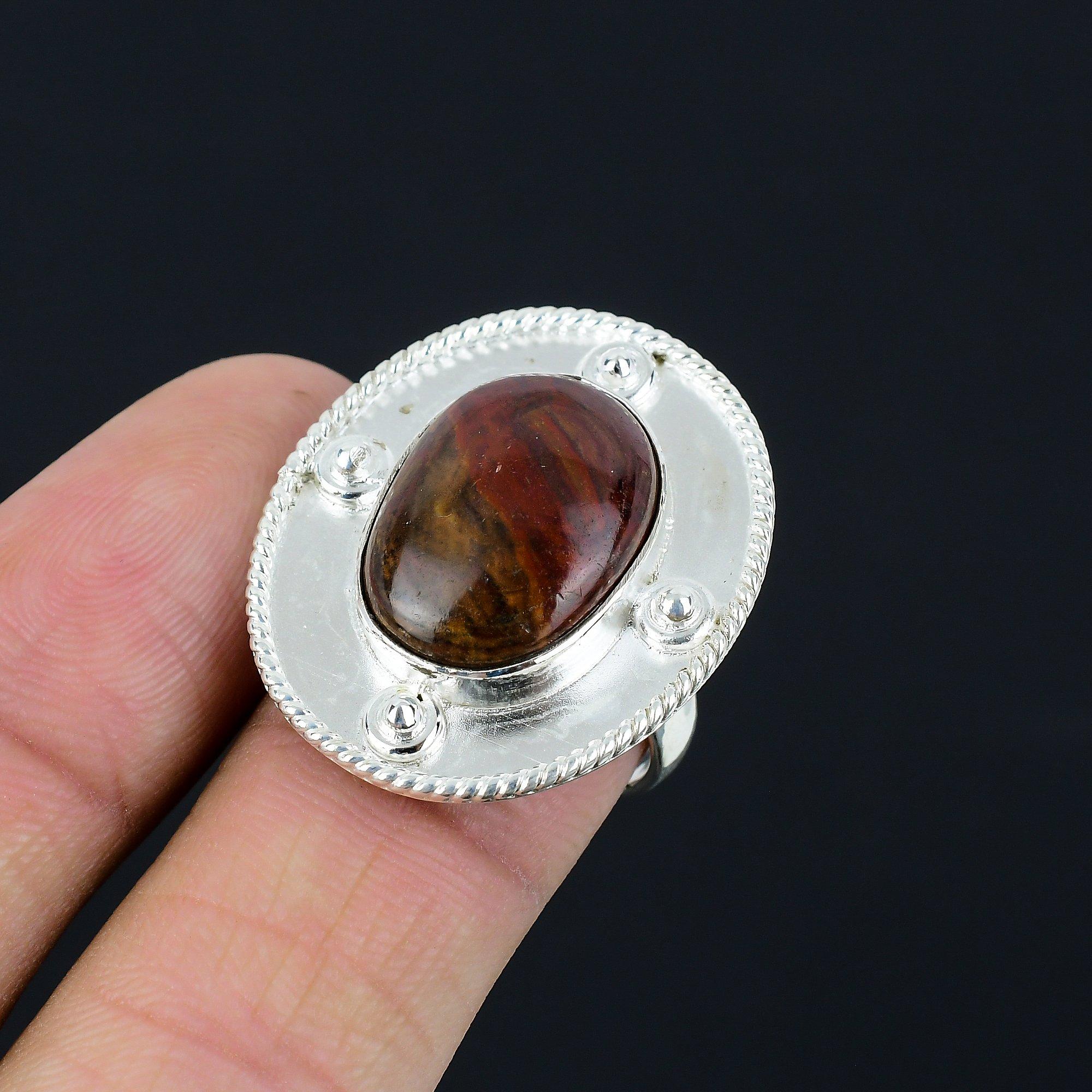 Moroccan Seam Agate Stone Anniversary Statement Ring Jewelry Size 8.5 925 Silver 8.5