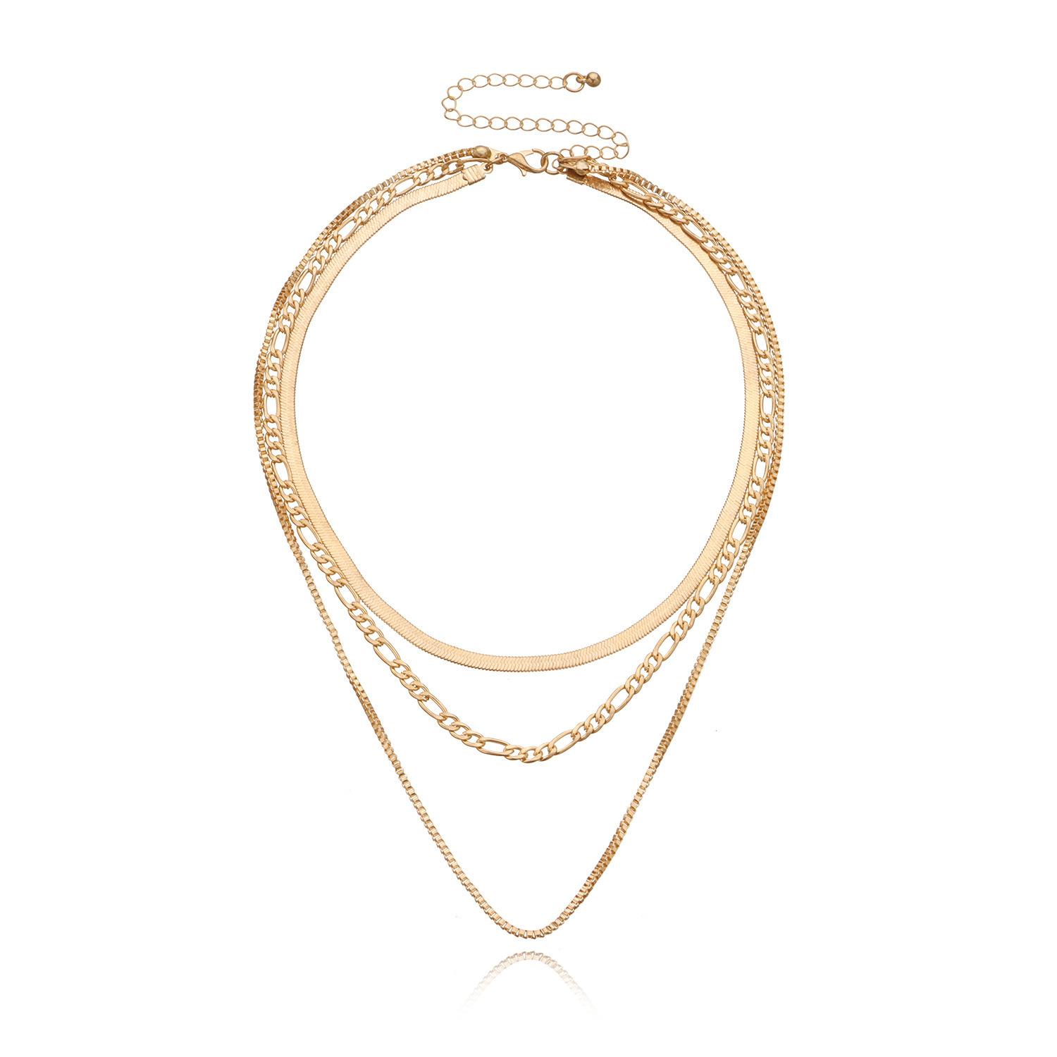 Layered Geometric Chain Necklace for Women Multi Strand Metal Link Chains Adjustable Length Fashion Accessory one size красный