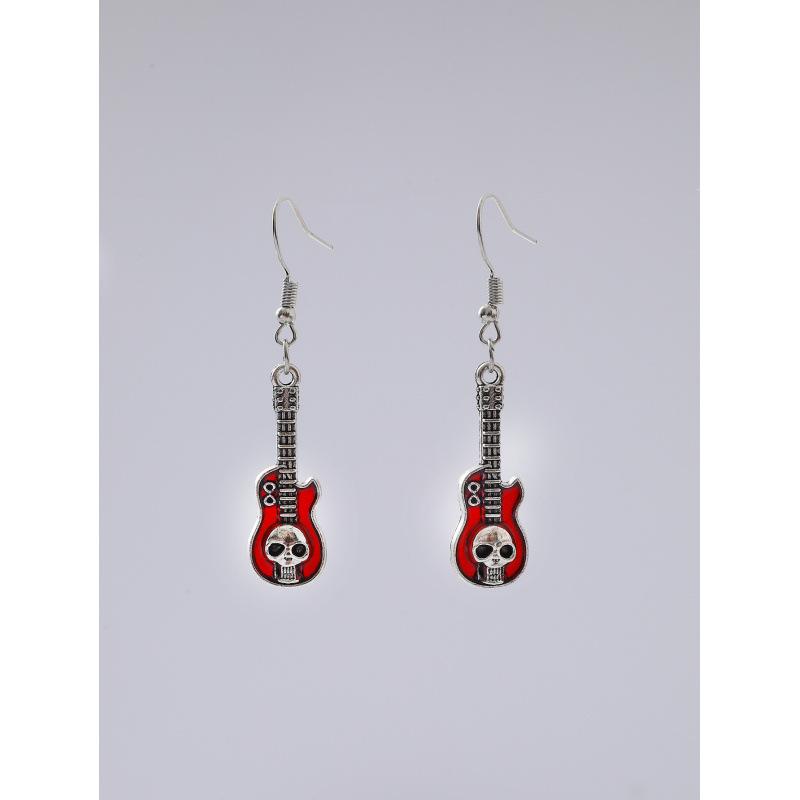 Halloween Skull Guitar Earrings