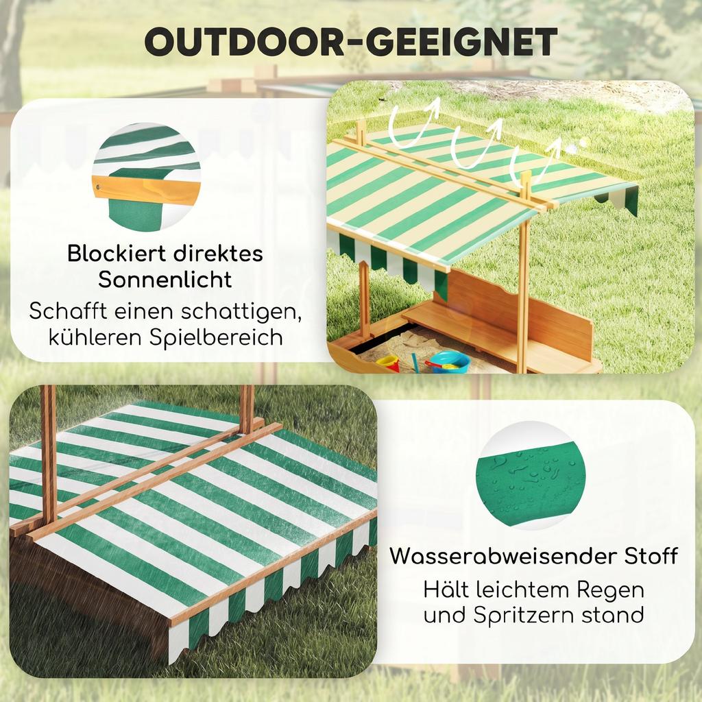 Kids Square Wooden Sandpit, Children Sandbox Outdoor Playset
