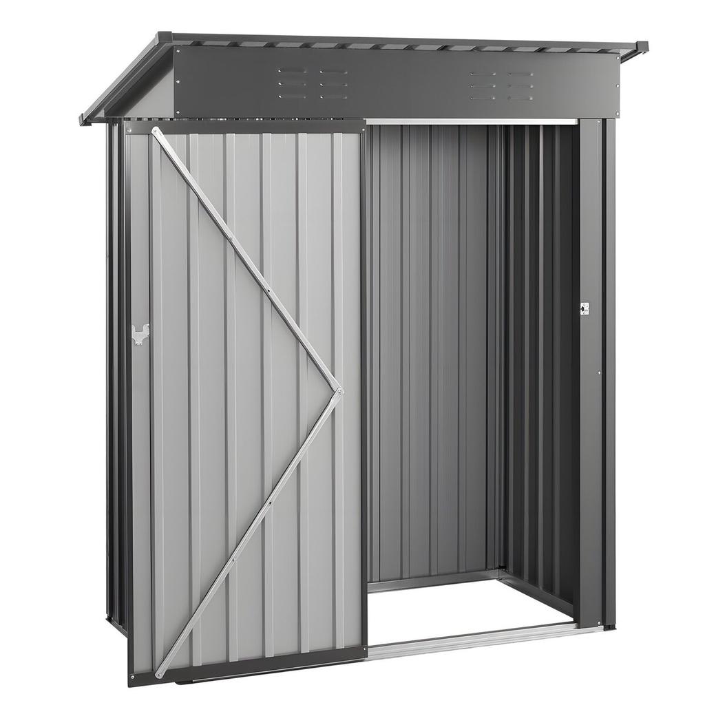 1533 X 876 X 1815 Mm Metal Garden Shed, Storage Building with Lockable Door & 2 Louver Vents, Sloped Roof Metal Outdoor Storage Shed, Tool Sheds