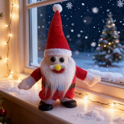 Cappello di Babbo Natale Elettrico Animato Giocattolo Albero di Natale con Funzioni Camminanti e Oscillanti Festivo da Tavolo