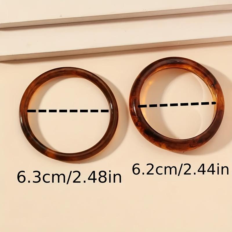 2pcs Retro Brown Resin Bangles Acrylic Marble Bracelet For Women Fashion Party Jewelry Gifts