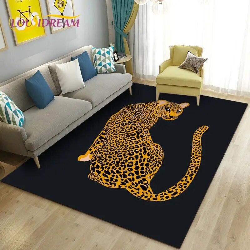 3D White Tiger Lion Leopard Wolf Area Rug,Carpet Rug for Living Room Bedroom Sofa Doormat Decoration,Kid Play Non-slip Floor Mat