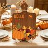 Wooden Centerpiece for Dining Table Hello Fall Sign, Cutting Board Shape Autumn Harvest Tabletop Ornament with Decorative Signs Home Hanging