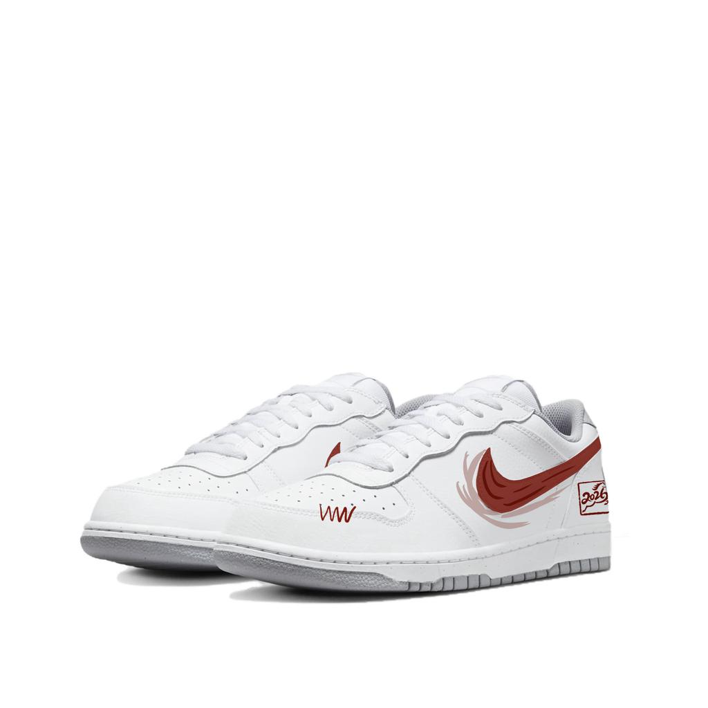 Nike Big Abrasion Resistant Low Top Skateboard Shoes Men's White Red 355152-106(Team1180-)