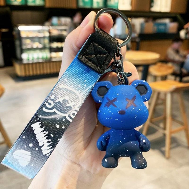 Cute Bear Keychain With Strap The Best Car Key Keyring Animal Bag Backpack Key Chain Charm Pendant Accessory Gift For Friend