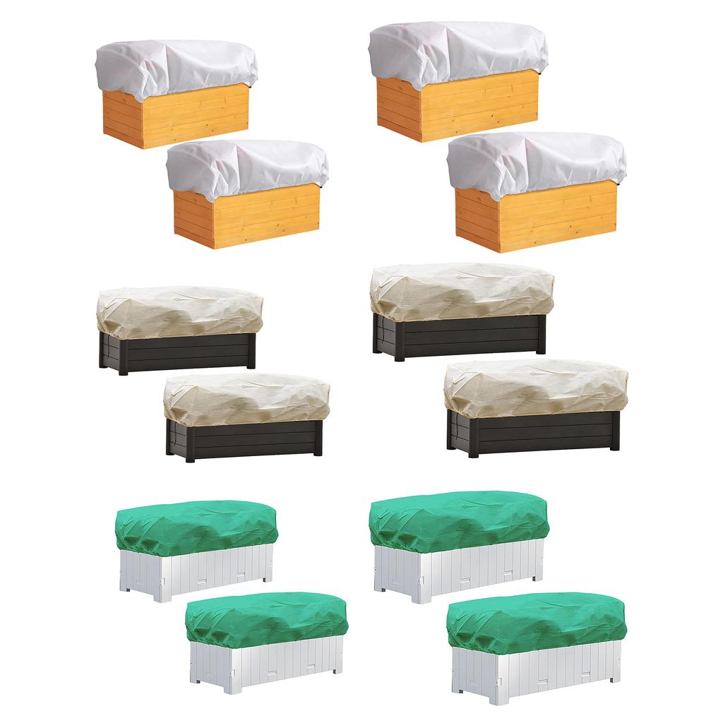 2pcs Drawstring Square Planter Winter Frost Protection Cover Elastic Hem Plant Cold Protection Cover