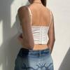 Purely Sweet and Spicy Lace Patchwork Bow Suspender Sexy Perspective Cross Strap Strapless Hot Girl Corset with Design Sense of Ultra-short Vest