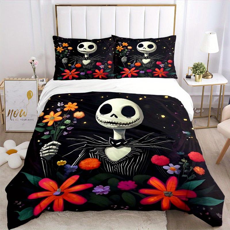 3pcs Jack and Flower Bedding Set Includes Quilt Cover and Pillowcases, Suitable for All Seasons B050