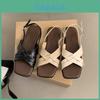 Roman Flat Sandals For Women Summer Vintage Pu Leather Beach Shoes With Buckle Strap