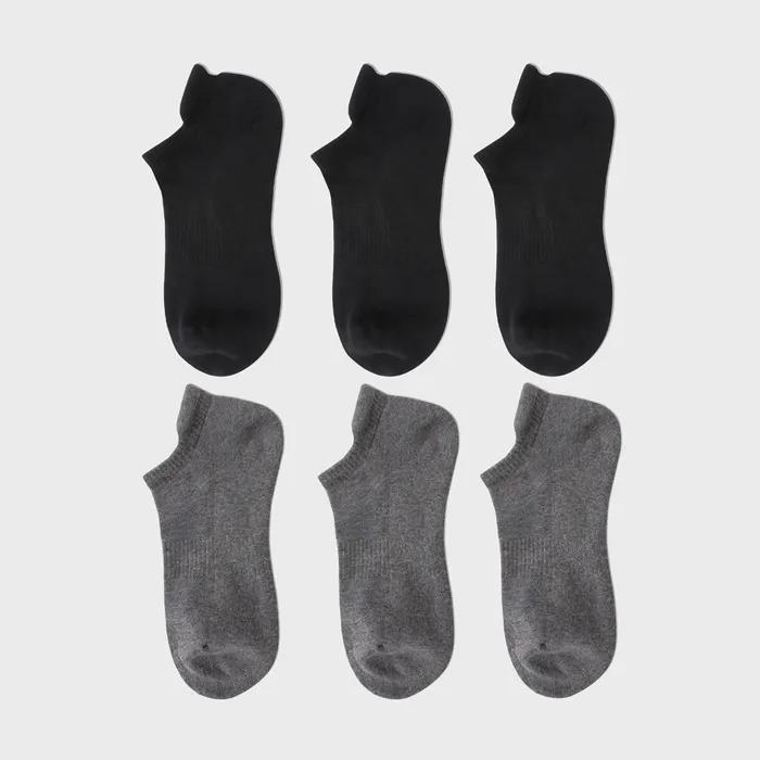 Cushioned Ankle Socks (Black + Charcoal) 6-Piece Set