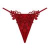 European and American Sexy Light Luxury Embroidered Thong Women's Ice Silk Seamless Low Waist Thin Belt Beautiful Buttocks with Hollowed-out Temptatio