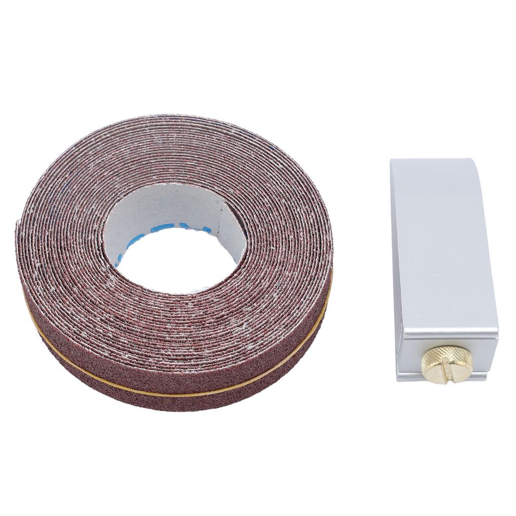 Hand Sanding Paper Kit Wedge Shape Aluminum Alloy Hand Sandpaper Holder with 80 Grit 6mx25mm Paper