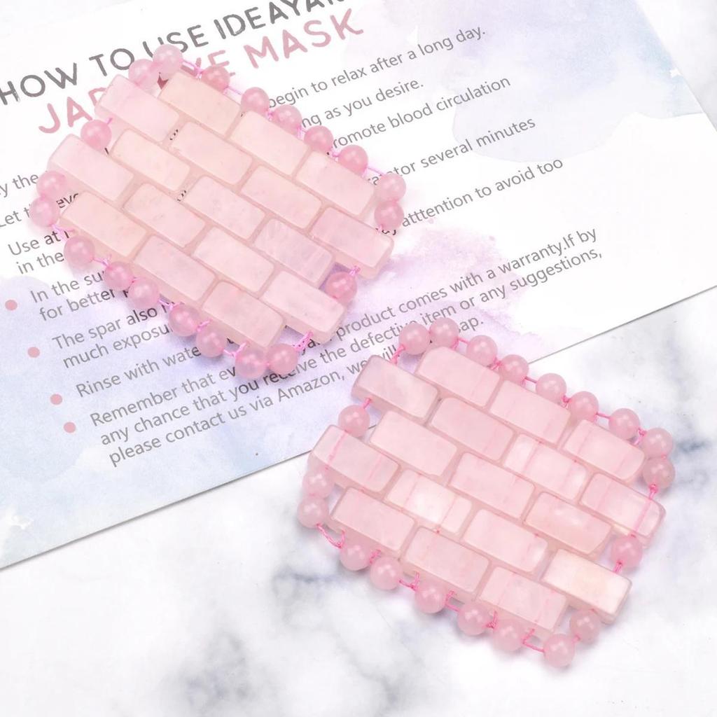 Maska na oczy z kwarcu różowego Maska na oczy Maska z naturalnego kwarcu do eliminacji zmarszczek opuchlizny masażu twarzy relaksu oczu łagodzenia migreny