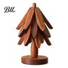 Heat Resistant Trivet for Kitchen Collapsible Wooden Trivets Hot Dishes, Christmas Tree Shaped Pot Mat Table, Wood Unique Gift Mom Holder Set