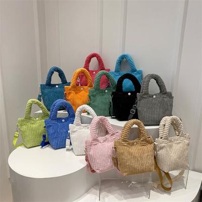 Corduroy Shoulder Bag Women Solid Color Crossbody Purse Handbag with Adjustable Shoulder Strap Top Handle for Street Commuting Daily Errands