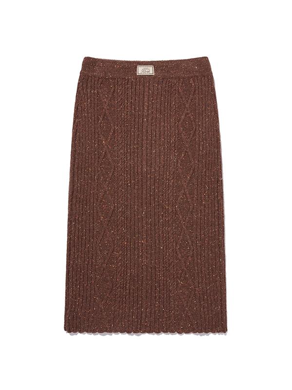 KIRSH Texture Pattern Knit Long Skirt [Brown]