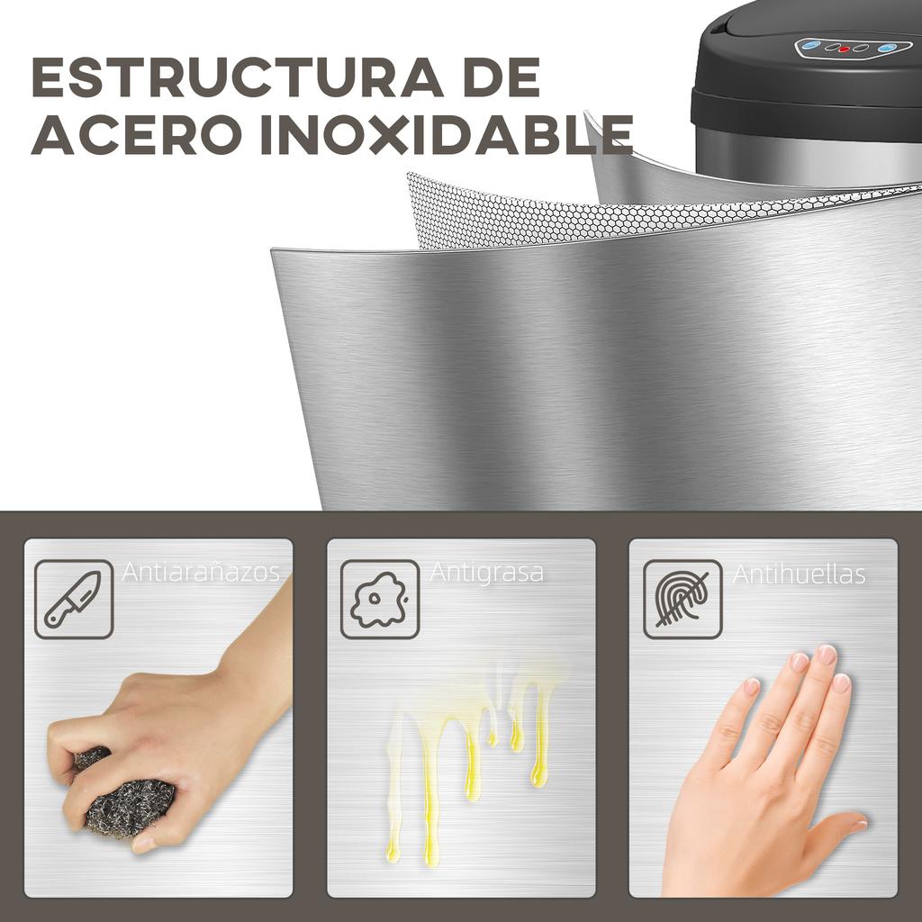 Trash Can, 30L, Infrared Sensor, Stainless Steel, Silver