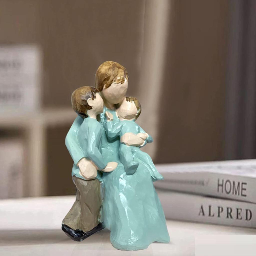 Beautiful Hand Painted Medium Size Resin Miother and Child Statue (Pack of 1, Multicolor)