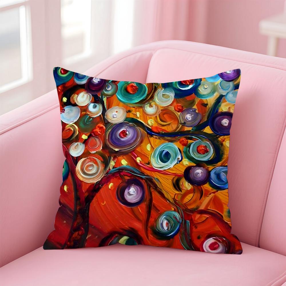 Colored Tree Anime Cushion Cover Pillow Case Soft Friendly Fabric  Concealed Zipper