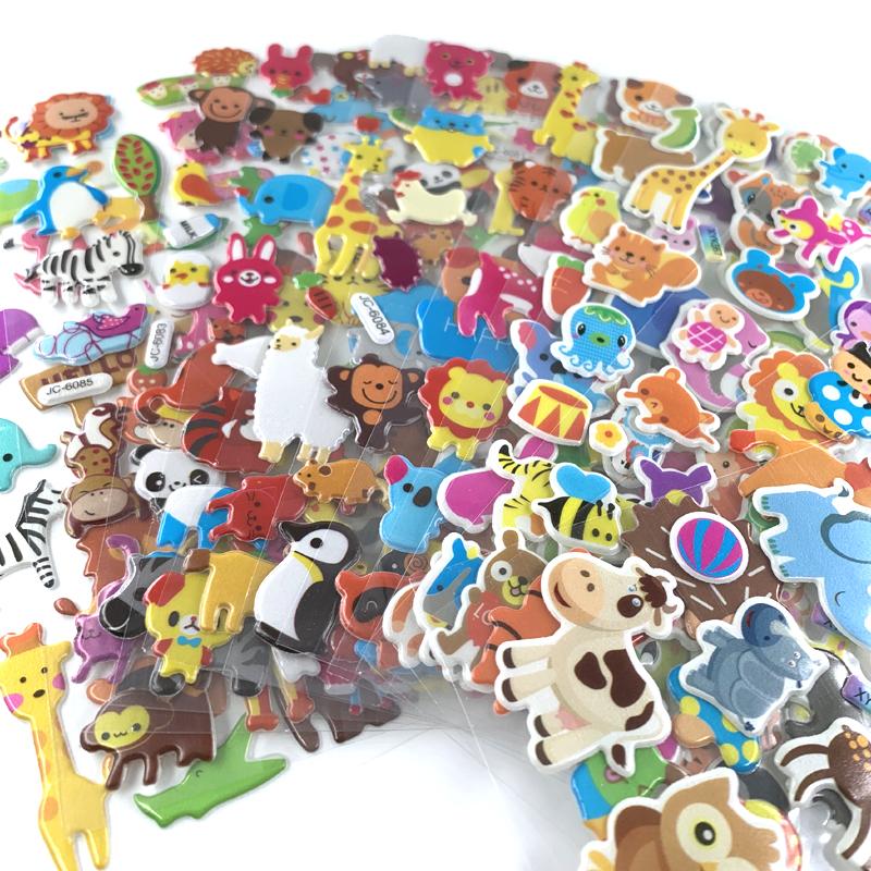 12 Sheetsset Cute Animal Mini 3D Sticker For Kids Boys Girls Diy Toy Scrapbooking Puffy Pvc Stickers Children'S Gift