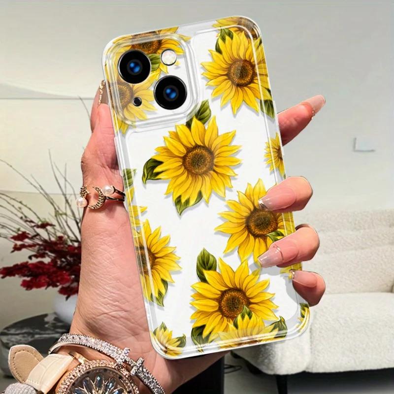 Sunflower Graphic Clear Phone Case For iPhone 16 15 11 12 14 13 Pro Max Mini X XS XSMax XR 7 8 Plus SE4 16e Silica Covers Fundas